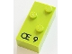 Part No: 65548pb01  Name: Brick, Braille 2 x 4 with 3 Studs with Black Capital Ligature Œ / Number 9 Pattern (dots-246 ⠪) (French with Antoine Numbers)