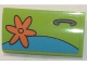 Part No: 88930pb074L  Name: Slope, Curved 2 x 4 x 2/3 with Bottom Tubes with Orange Flower and Door Handle Pattern Model Left Side (Sticker) - Set 75902
