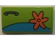 Part No: 88930pb074R  Name: Slope, Curved 2 x 4 x 2/3 with Bottom Tubes with Orange Flower and Door Handle Pattern Model Right Side (Sticker) - Set 75902