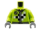 Part No: 973pb1384c01  Name: Torso Mechanic Racing Jacket with Wrench and Black and White Checkered Pattern / Lime Arms / Dark Bluish Gray Hands