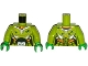 Part No: 973pb1967c01  Name: Torso Female Silver and Gold Space Armor with Green Dirt and Belt Buckle with Ultra Agent Toxic Pattern / Lime Arms / Bright Green Hands