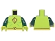 Part No: 973pb2588c01  Name: Torso Muscles Outline with Yellow Kite Diamond Shape Logo and Belt Pattern / Dark Green Arms / Lime Hands