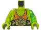 Part No: 973pb6157c01  Name: Torso with Muscles Outline, Orange Tank Top, Black and Gold Wrestling Belt with 'Z-Blob' on Back Pattern (BAM) / Trans-Bright Green Arm Left / Lime Arm Right / Lime Hands