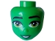 Part No: 109876  Name: Mini Doll, Head Friends with Black Eyebrows and Eyelashes, Lime Eyes, Green Lips and Freckles, Open Mouth Smile with White Teeth Pattern