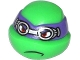 Part No: 12607pb11  Name: Minifigure, Head, Modified Ninja Turtle with Dark Purple Mask and Goggles Pattern (Donatello)