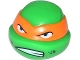 Part No: 12607pb12  Name: Minifigure, Head, Modified Ninja Turtle with Orange Mask and Scowl Pattern (Michelangelo)