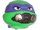 Part No: 12607pb13  Name: Minifigure, Head, Modified Ninja Turtle with Dark Purple Mask and Breathing Apparatus Pattern (Donatello)
