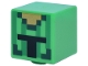 Part No: 19729pb091  Name: Minifigure, Head, Modified Cube with Pixelated Dark Green and Gold Helmet with Vertical Green Stripes and Black Opening Pattern (Minecraft Cactus Knight)