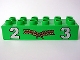 Part No: 2300pb002  Name: Duplo, Brick 2 x 6 with Silver Numbers 2 and 3 with Center Gold Laurels Pattern