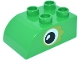 Part No: 2302pb20  Name: Duplo, Brick 2 x 3 Slope Curved with Black and White Eye with Lime Eye Patch Pattern on Both Sides