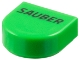 Lego part: Tile, Round 1 x 1 Half Circle Extended with Black 'SAUBER' Pattern