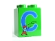 Part No: 31110pb045  Name: Duplo, Brick 2 x 2 x 2 with Letter C and Cowboy Pattern