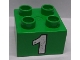 Part No: 3437pb023  Name: Duplo, Brick 2 x 2 with Silver Number 1 Pattern