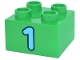 Part No: 3437pb141  Name: Duplo, Brick 2 x 2 with Medium Azure Number 1 with Dark Blue Outline Pattern