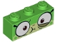 Part No: 3622pb079  Name: Brick 1 x 3 with Cat Face Wide Eyes and Olive Green Lower Eyelid, Sick Expression with Closed Mouth Pattern (Queasy Unikitty)