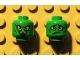 Part No: 3626cpb1448  Name: Minifigure, Head Dual Sided Alien with Yellow Eyes, Wicked Smile / Downturned Mouth with 1 Fang Pattern (Green Goblin) - Hollow Stud
