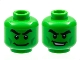 Part No: 3626cpb2966  Name: Minifigure, Head Dual Sided Black Thick Eyebrows, Green Cheek Lines, Wide Grin / Open Smile Pattern - Hollow Stud