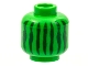 Lego part: Minifigure, Head without Face with Dark Green Irregular Vertical Lines Pattern (Watermelon)