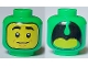 Part No: 3626pb3405  Name: Minifigure, Head Dual Sided Balaclava, Yellow Face, Black Eyes, Eyebrows and Mouth / Open Mouth with Lime Tongue (Dragon) Pattern