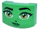 Lego part: Wedge 3 x 4 x 1 1/3 Triple Curved No Studs with Black Eyebrows and Nose, Lime Eyes, Green Freckles and Lips Pattern (Wicked Elphaba Face)