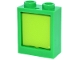 Part No: 60592c10  Name: Window 1 x 2 x 2 Flat Front with Lime Glass (60592 / 60601)