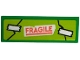 Part No: 63864pb295  Name: Tile 1 x 3 with White Tape and Red 'FRAGILE' on Lime Background Pattern (Sticker) - Set 42652