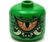 Part No: 79435pb11  Name: Minifigure, Head, Modified Giant Orange Eye, Yellowish Green Fangs, Dark Green Skin Wrinkles Pattern