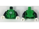 Part No: 973pb3297c01  Name: Torso Female Muscles Outline with Green Lantern Logo in White Circle, Black Shoulders and Belt Line Pattern / Black Arms / White Hands