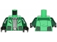 Part No: 973pb3501c01  Name: Torso SW Jacket, Silver Shirt and Buckle Pattern / Dark Green Arms / Black Hands