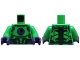 Part No: 973pb5989c01  Name: Torso Armor Panels with Dark Green Trim and Dark Purple Capital Letter L on Black Circle, Mechanical Spine on Back Pattern / Bright Green Arms / Dark Purple Hands