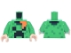 Part No: 973pb6301c01  Name: Torso Pixelated Holiday Sweater with Black Creeper Face, Green Dots, Dark Green Collar, Orange Hair Pattern / Bright Green Arms / Light Nougat Hands