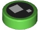 Lego part: Tile, Round 1 x 1 with 2 White Squares on Black Background Pattern (BrickHeadz Hedwig / Tom Eye)