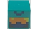 Part No: 19729pb054  Name: Minifigure, Head, Modified Cube with Pixelated Orange, Dark Blue and Black Face with Yellow Eyes Pattern (Minecraft Nether Adventurer)