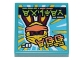 Part No: 3068pb1512  Name: Tile 2 x 2 with Ninjago Logogram 'EASTER EGG' and Reddish Brown Bunny Wearing Yellow and Orange Ninjago Wrap Pattern (Sticker) - Set 71741