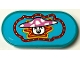 Lego part: Tile, Round 2 x 4 Oval with Dreamling Mushroom with Black Eyes and Mouth, Dark Pink Hat with White Spots and Red and Yellow Border Pattern (Sticker) - Set 71461