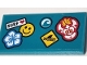 Part No: 87079pb1122  Name: Tile 2 x 4 with Flower, Smiley Face, Tribal Mask, Wave, Shark Fin, and 'SURF' with Heart Pattern (Sticker) - Set 60257