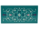 Part No: 87079pb1242  Name: Tile 2 x 4 with Dark Turquoise Rug with Ornate White Filigree Scrolls, Leaves and Flowers and Magenta Accents Pattern (Sticker) - Set 41732