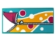 Part No: 87079pb1417  Name: Tile 2 x 4 with Dark Turquoise Sleeping Bag with Yellow Stripe, Magenta and White Circles Pattern (Sticker) - Set 41681