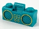Part No: 93221pb06  Name: Minifigure, Utensil Radio Boom Box with Bar Handle with Gold Sound Wave Display and Rimmed Speakers Pattern
