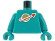 Part No: 973p90new2c16  Name: Torso with Classic Space Logo High on Torso Pattern, Inside with Ribs (second reissue) / Dark Turquoise Arms / Dark Turquoise Hands