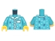 Part No: 973pb4488c01  Name: Torso Pajamas 4 Buttons, White Collar and Pocket, Snowflakes Pattern / Dark Turquoise Arms / Yellow Hands