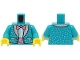 Part No: 973pb5059c01  Name: Torso Jacket with Metallic Light Blue Squares and Silver Lapels, White Shirt, Metallic Pink Bow Tie Pattern (BAM) / Dark Turquoise Arms / Yellow Hands