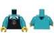 Part No: 973pb5499c01  Name: Torso Black Apron with Gold Pentagon and Paw Print over Shirt with White Collar Pattern / Dark Turquoise Arms / Yellow Hands