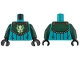Part No: 973pb6132c01  Name: Torso Surcoat, Dark Green Chest Armor with Yellowish Green Kraken, Reddish Brown and Silver Trim Pattern / Dark Green Arms / Black Hands
