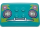Part No: 98281pb014  Name: Wedge 6 x 4 x 2/3 Quad Curved with Silver Headlights, Bumper, and Medium Lavender Flowers on Lime Leaves Pattern