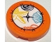 Part No: 14769pb638  Name: Tile, Round 2 x 2 with Bottom Stud Holder with White Cushion / Circle with Black Button, Yellow Sea Star / Starfish and Medium Azure Shell Pattern (Sticker) - Set 41428