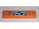 Part No: 2431pb0088  Name: Tile 1 x 4 with Black '5' and White Stars on Orange Background Pattern (Sticker) - Set 8193