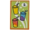 Part No: 26603pb560  Name: Tile 2 x 3 with Slushy Cups with Straws and '2.' on Yellowish Green Background Pattern (Sticker) - Set 42674