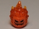 Part No: 26990pb01  Name: Minifigure, Head, Modified with Molded Trans-Orange Flaming Hair and Printed Pumpkin Jack O' Lantern Pattern