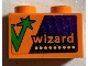 Lot ID: 285468263  Part No: 3004pb243  Name: Brick 1 x 2 with 'wizard' and Yellow Dots on Dark Purple Background, Partial Green Letter W Pattern (Sticker) - Set 75978